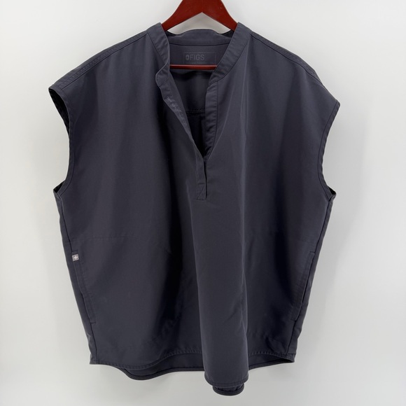 Figs Tops - FIGS Rafaela Oversized Scrub Top 2X “Charcoal” PO 1873 Mandarin Collar FIONx